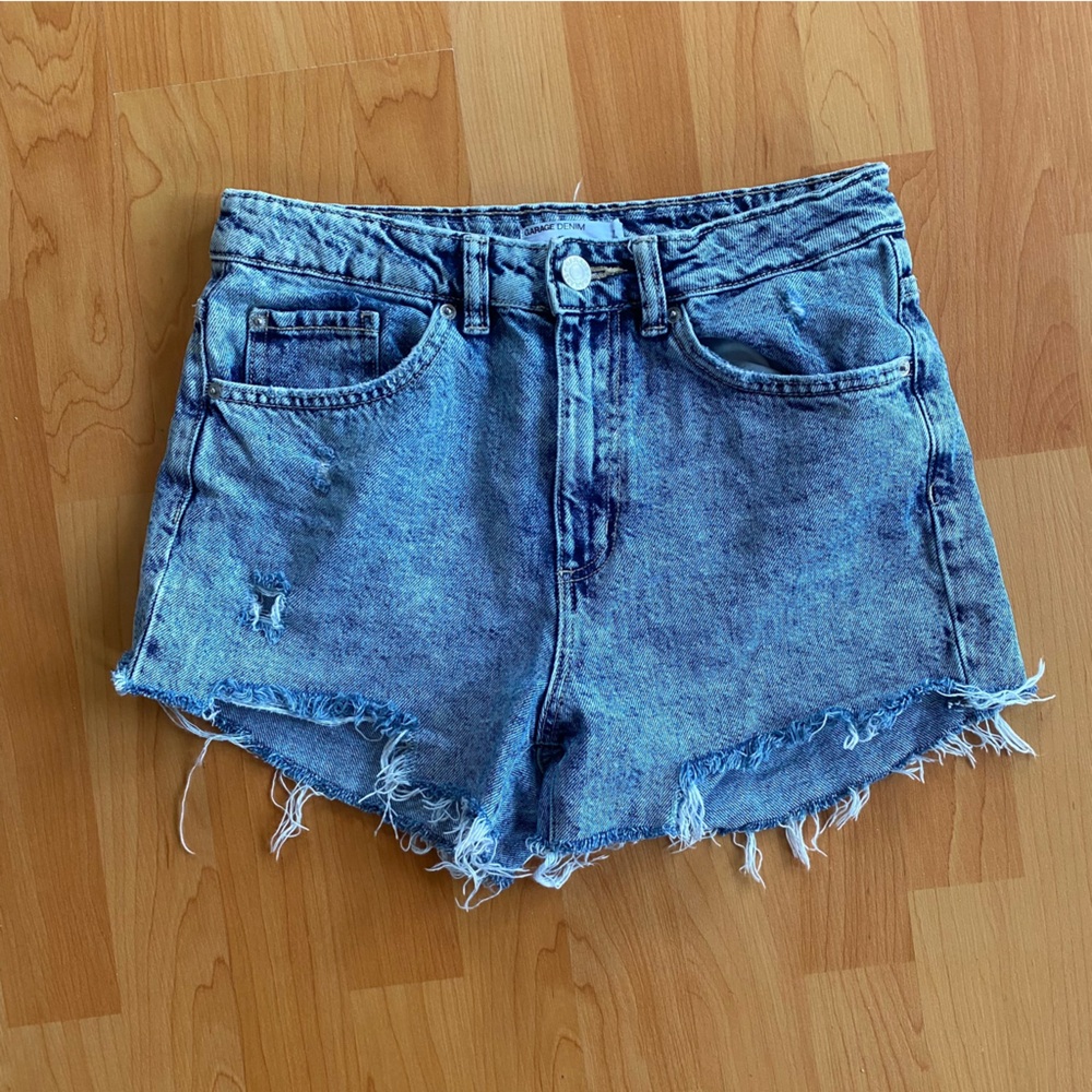 Garage denim mom distressed shorts
